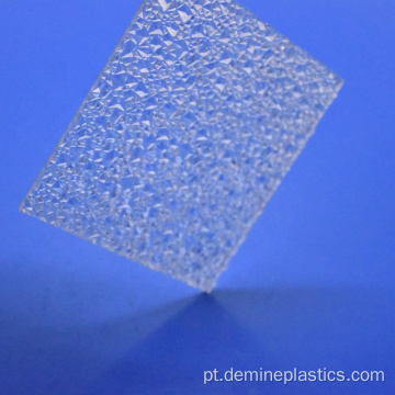 Folha de policarbonato transparente em relevo para divisória de parede
